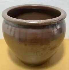 ☆昔の陶器製火鉢☆昭和レトロアンティーク約18×18cm 傘立て、鉢カバー