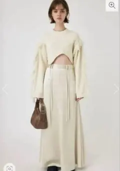 MOUSSY アイボリー サテン フレアスカート