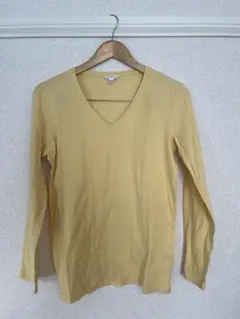 UNIQLO プレミアムコットン イエロー Vネック Tシャツ XL