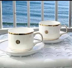 ✴️菊の御紋入✨ボーンチャイナ金彩コーヒーカップ＆ソーサー 2客　新品未使用