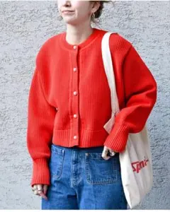 長袖ニットカーディガン パールボタン