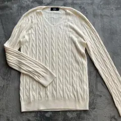 アズールバイマウジー ニット 長袖 白 L メンズ トップス Vネック