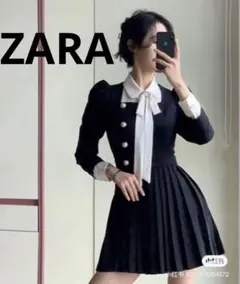【即完売品】ZARA ボックスプリーツブレザースタイルワンピース　ブラック