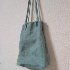 中川政七　天日干しリネンの巾着バッグ　青磁のサムネイル