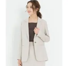 タグ付未使用 23区S 34【洗える】リネンライク テーラードジャケット