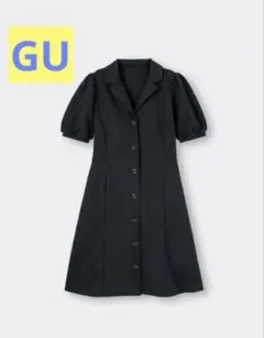 GU ジーユー フロントボタンミニワンピース(半袖)ブラック M