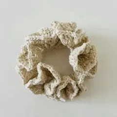 〖ハンドメイド〗フリルたっぷり春夏シュシュ〖かぎ針編み〗