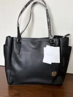 OPAQUE.CLIP　フェイクレザーサイドポケットトートバッグ　ブラック