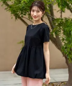 any SiS コンビネーションペプラム チュニック黒M