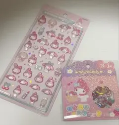 新品 マイメロディ ボンボンドロップシール＆おはじきシール セット
