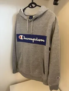 Champion グレー フード付きパーカー XL