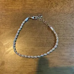 シルバー ツイストデザイン ブレスレット 約20cm
