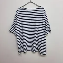 無印良品　ボーダー　カットソー　Tシャツ　Ｌ　ホワイト　ネイビー　MUJI