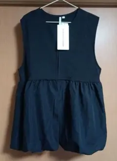 新品☆ペプラム　バルーンベスト　ジレ　黒　L　HK WORKS LONDON