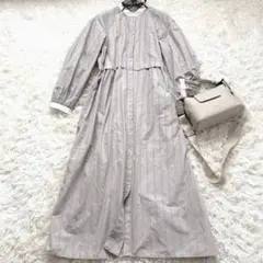 mily bilet ミリービレット L マキシ長袖シャツワンピース グレージュ