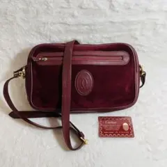 良品　Cartier カルティエ　スェードレザー　ショルダーバッグ　赤　おしゃれ