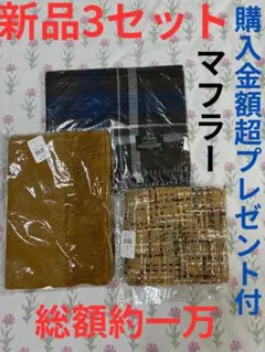 【新品タグ付き】秋 冬マフラー3点セット 小物【購入金額プレゼント付】
