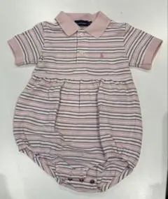 Ralph Lauren ピンク ストライプロンパース 80cm