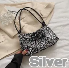 新品】スパンコールバッグ ショルダーバッグ パーティバッグ シルバー 結婚式