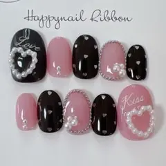 【現品】ネイルチップ ワンホン キラキラ ハート バレンタイン 韓国 量産型