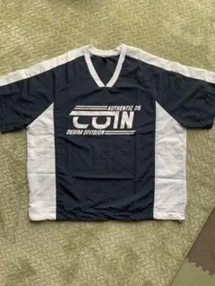 shein DaZy ネイビー Vネック ナイロン　Tシャツ M