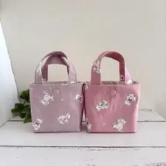 No.E94 ミニミニトート ポーチ 布バスケット ハンドメイド くま ベア