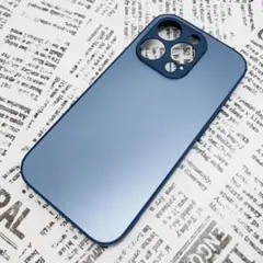 iPhone 14Pro ガラス背面シリコンケース [27]ブルー