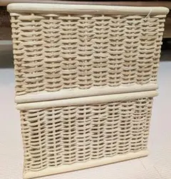 ホワイト ラタン調 ランドリーバスケット 大 ZARA HOME 折り畳み ザラ