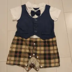 セレモニースーツ ネイビー チェック柄　フォーマル　ロンパース