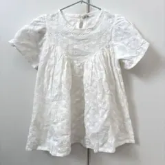 子供服　ホワイト刺繍半袖ワンピース　90センチ