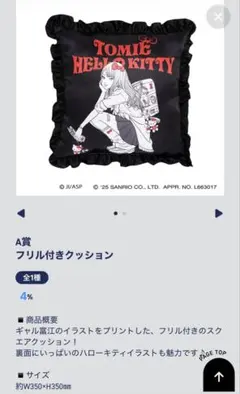 エニマイくじ 富江×ハローキティ A賞 フリル付きクッション