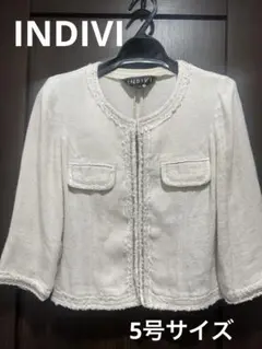 INDIVI 34サイズ ノーカラージャケット 春夏のサムネイル