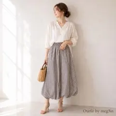 新品タグ付 Sawa à la mode バルーンスカート ストライプ Fのサムネイル