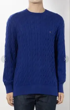TOMMY HILFIGERケーブルクルーネックセーター （ブルー）