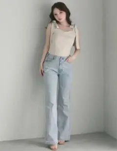 ANDMARY heart hip denim XSサイズ light blue - メルカリ