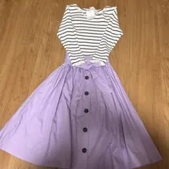 GLOBAL WORK ストライプフリル袖ワンピース 140cm 七分袖