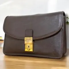 【美品】BALLY ヴィンテージ ダークブラウン レザー クラッチバッグ