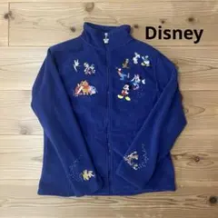 【超レア】ディズニー 全刺繍 フリース ネイビー ミッキー ミニー プリンセス