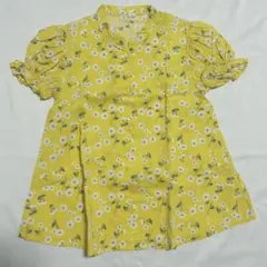 【まとめ買い対象】花柄イエローワンピース 80サイズ ベビー服 黄色 かわいい