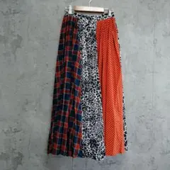 即決価格　jouetie ブロッキング　ロングスカート　プリーツ　ドット　豹柄