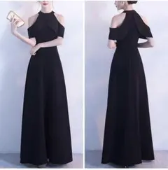 黒 オフショルダー ロングドレス　M