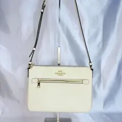 COACH ホワイト レザー クロスボディ ショルダーバッグ ゴールド金具