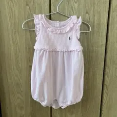 Ralph Lauren ピンクストライプロンパース 80 12M