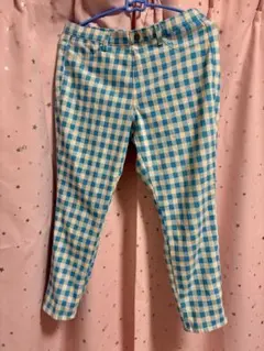 UNIQLO ギンガムチェック パンツ XL ブルーのサムネイル