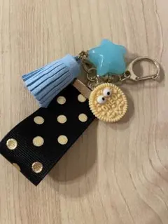 OREO チャーム キーホルダー ブルー タッセル