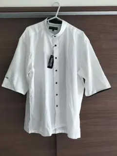 新品　スタンドカラー　シャツ　ワイシャツ　ホワイト　白　バンドカラー　LL