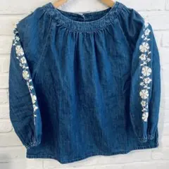 Gapkids デニムブラウス　インディゴ　刺繍　150cm