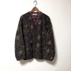 JOURNAL STANDARD ペイズリー柄　ノーカラージャケット　ボルドー