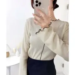 【新品タグ付き】2way配色メロウシャーリングトップス