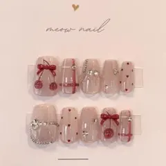 ネイルチップ さくらんぼネイル マグネットネイル チェックネイル ドットネイル